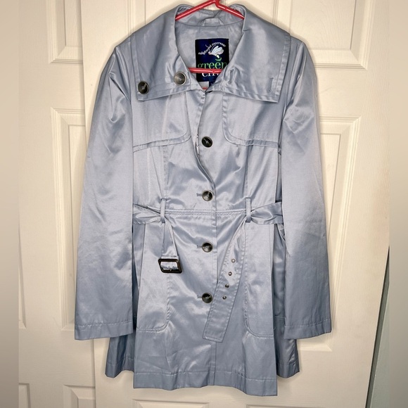 Enlightened Outerwear Water Resistant Blue Trench Coat - xl, fit like large - Picture 1 of 6